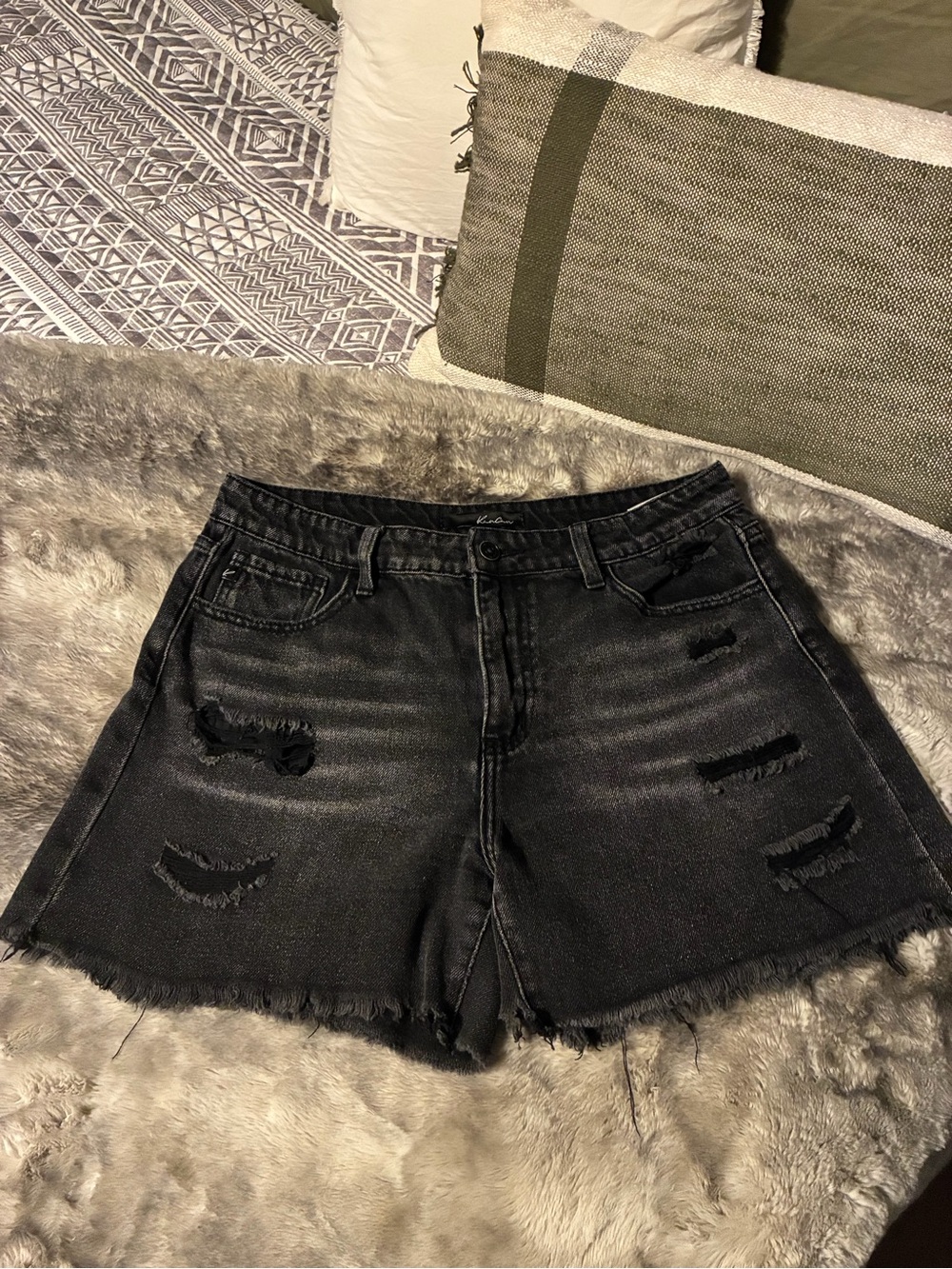 Kancan Distressed Black Denim Women’s Shorts